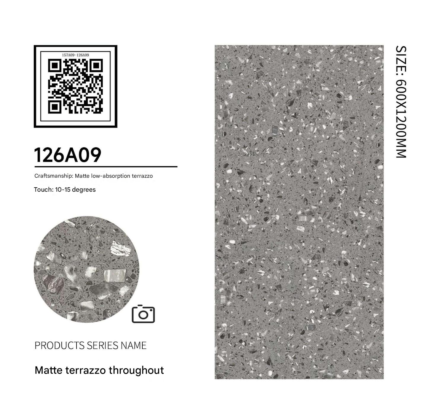 Stylish 600x1200mm Matte Terrazzo Tiles for Home Decor TQ08-128A09