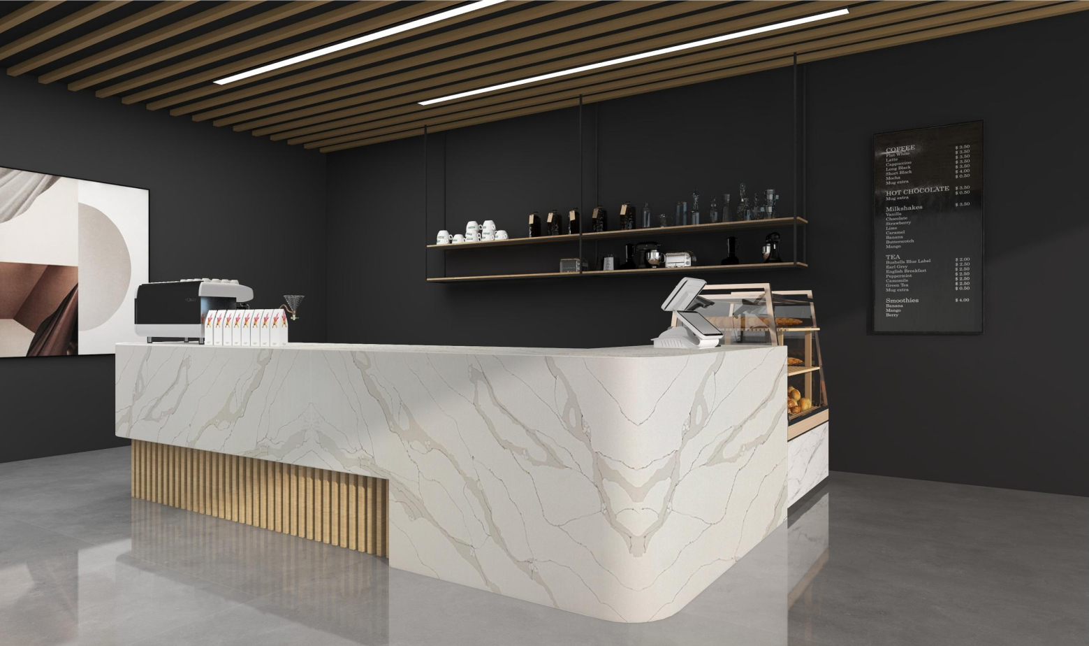3000x1600mm Premium Quality Quartz Slab with Natural - Looking Veins for Bathrooms TQ13-HB010