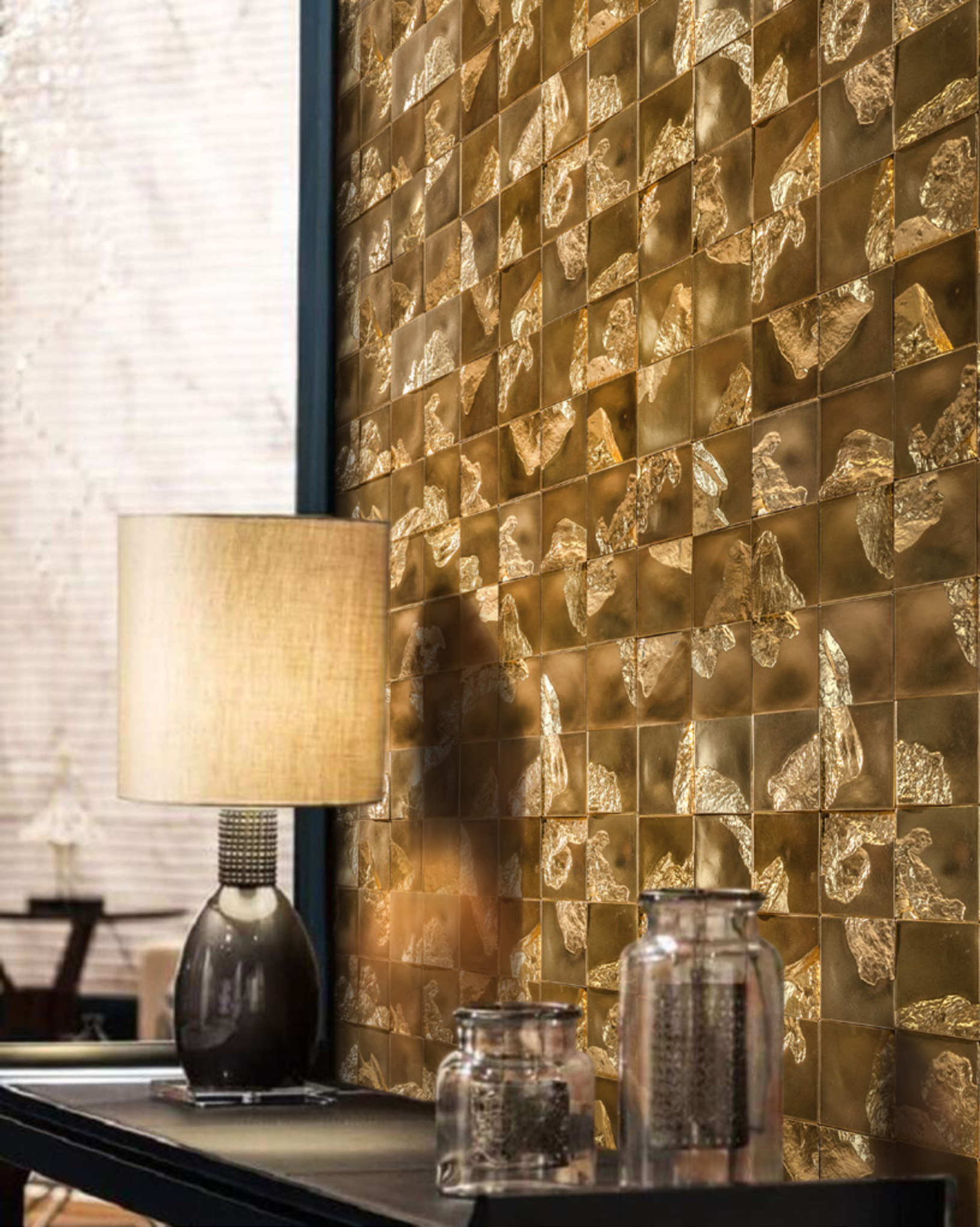 Luxury Gold Textured Handmade Tiles for Accent Walls