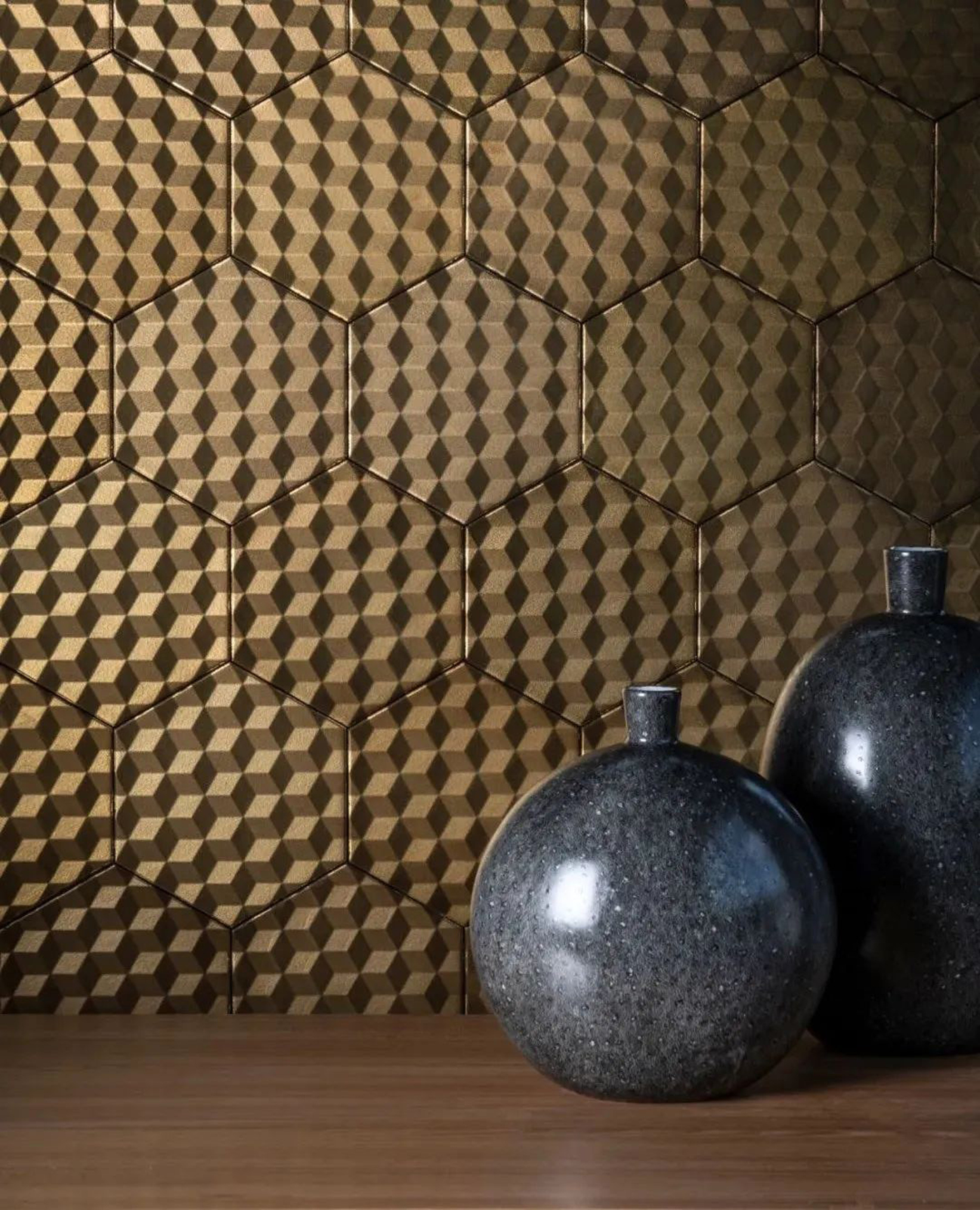 Elegant Gold - Toned Handmade Tiles for Statement Walls