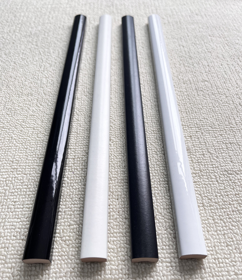 15x300mm Black & White Ceramic Tile Trim for Waistline Decoration