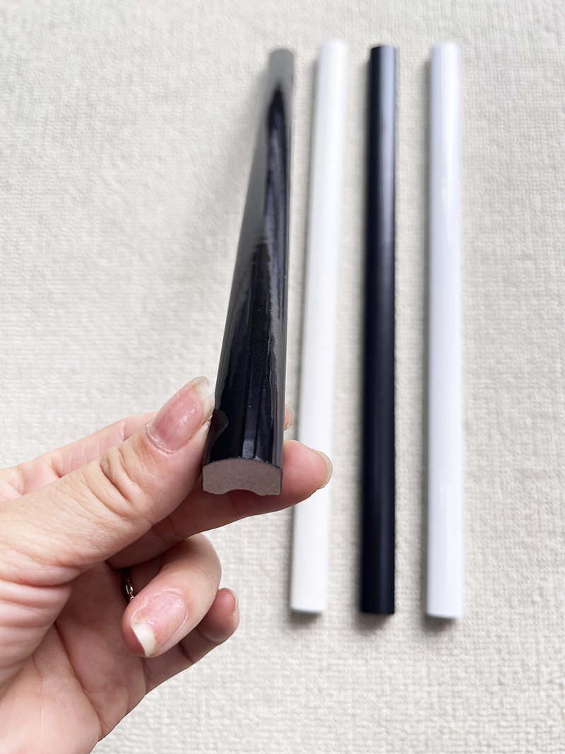 15x300mm Black & White Ceramic Tile Trim for Waistline Decoration