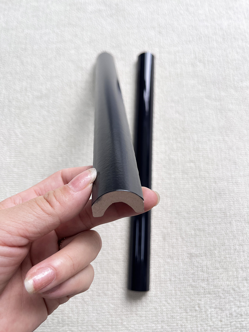 25x300mm Half - Round Black Ceramic Tile Trims for Waistline Design