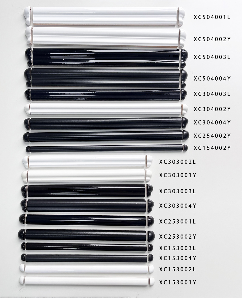 30x300mm Glossy Omega - Shaped Ceramic Waistline Trim Tiles