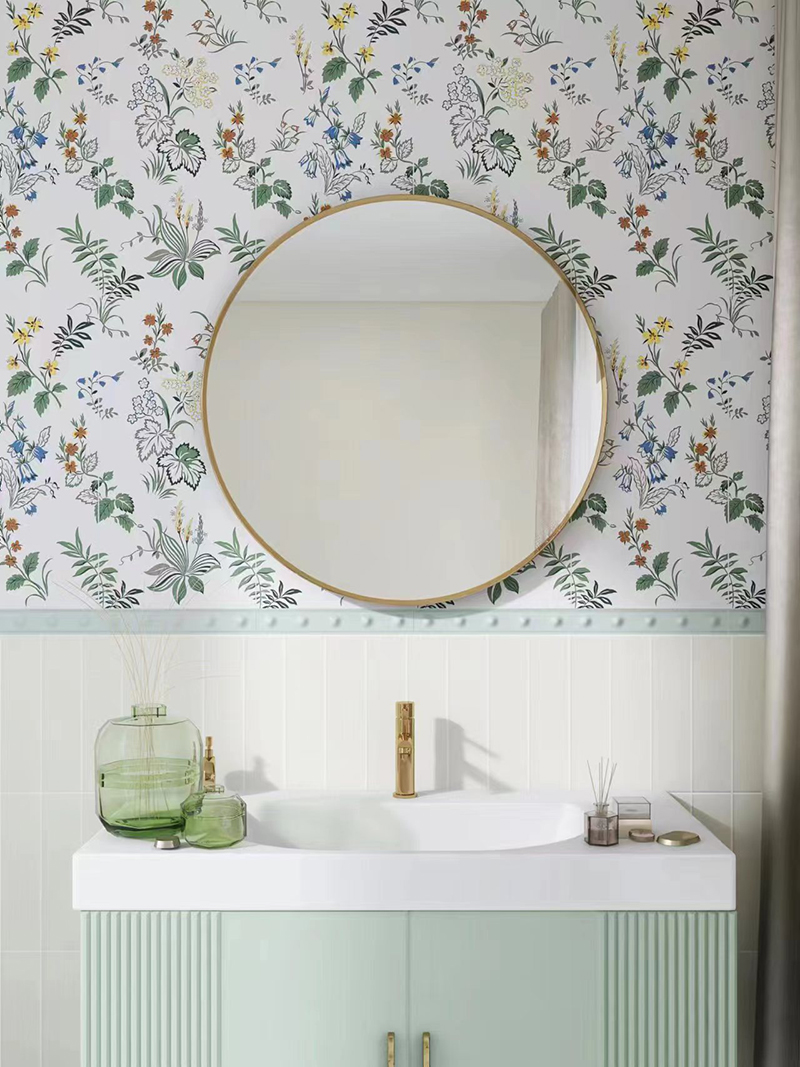 50x300mm Soft - Light Mint Green Dotted Ceramic Wall Tiles XC503004
