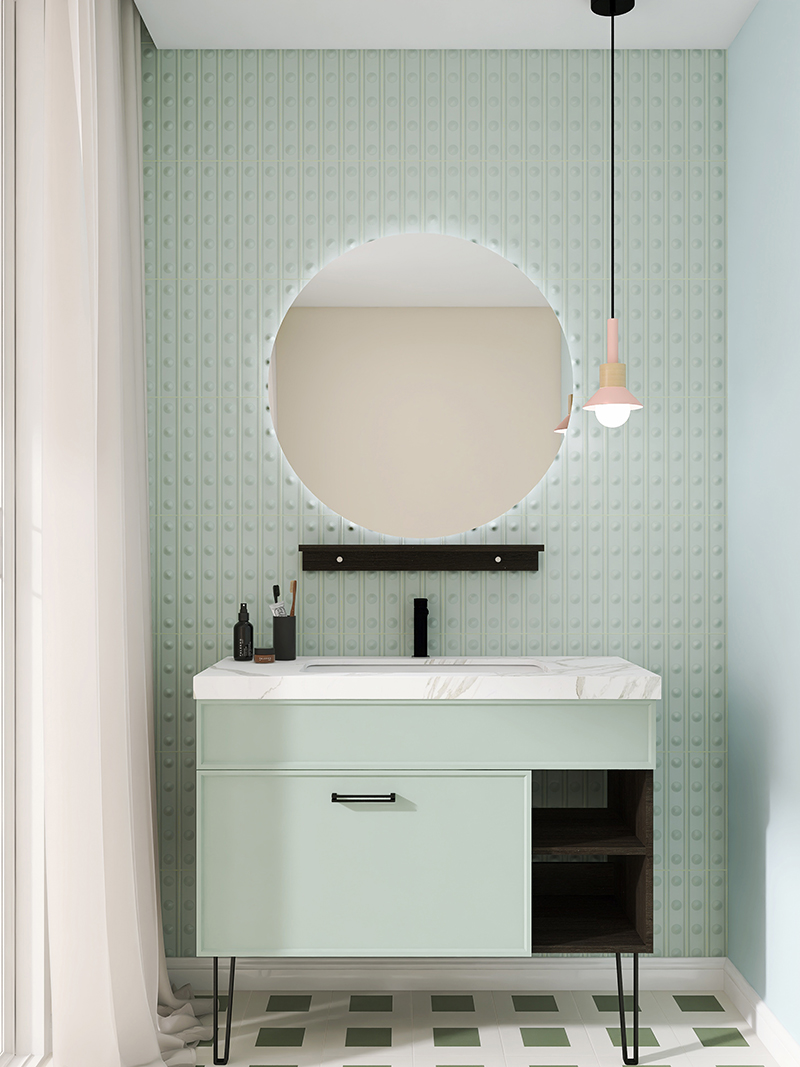 50x300mm Soft - Light Mint Green Dotted Ceramic Wall Tiles XC503004
