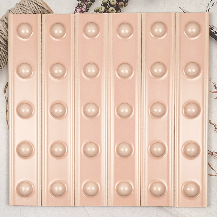 50x300mm Soft - Light Pink Dotted Ceramic Wall Tiles XC503005