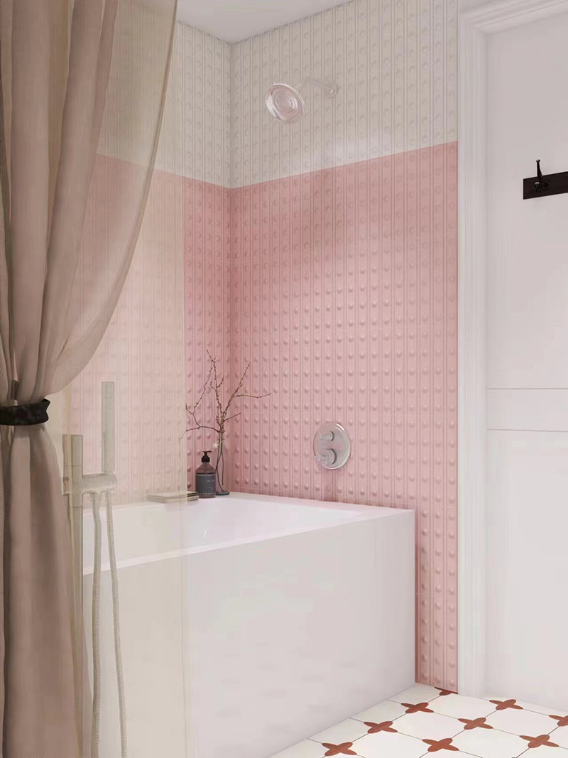 50x300mm Soft - Light Pink Dotted Ceramic Wall Tiles XC503005