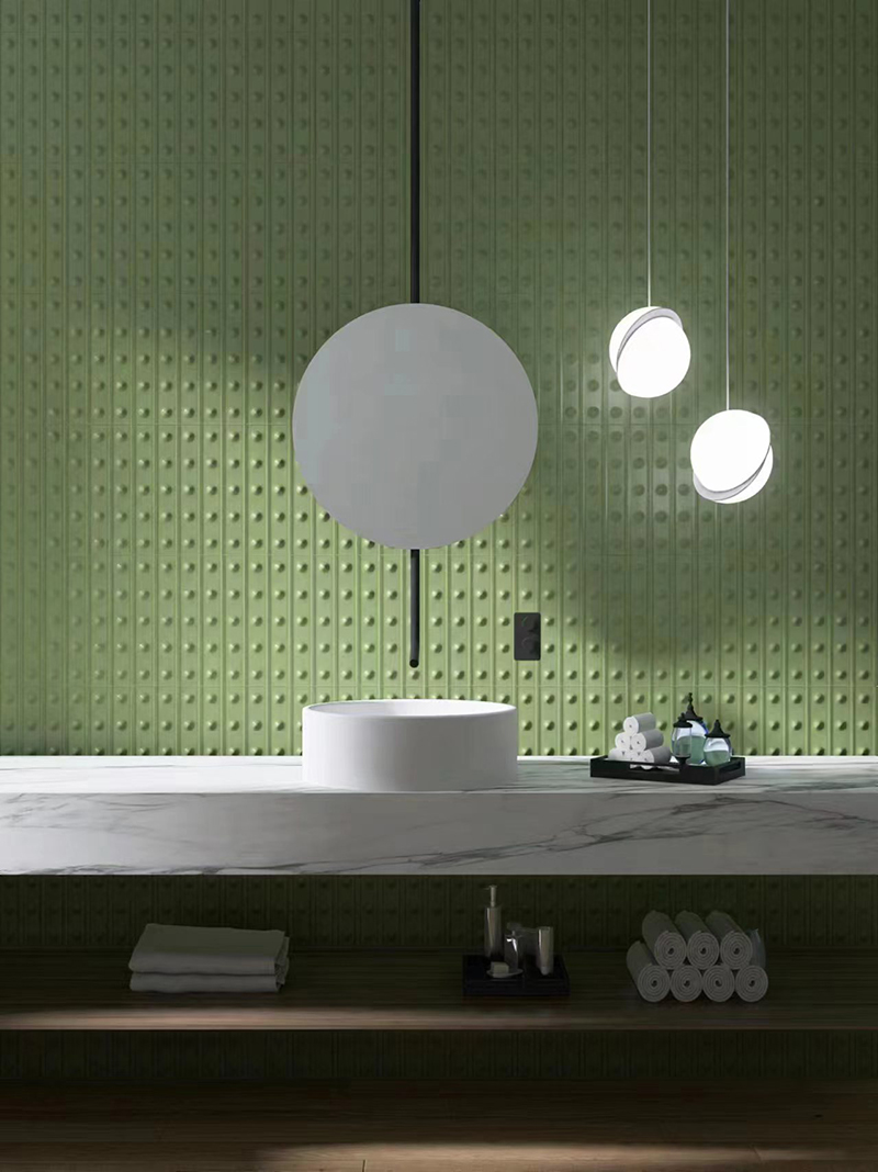 50x300mm Soft - Light Olive Green Dotted Ceramic Wall Tiles XC503007
