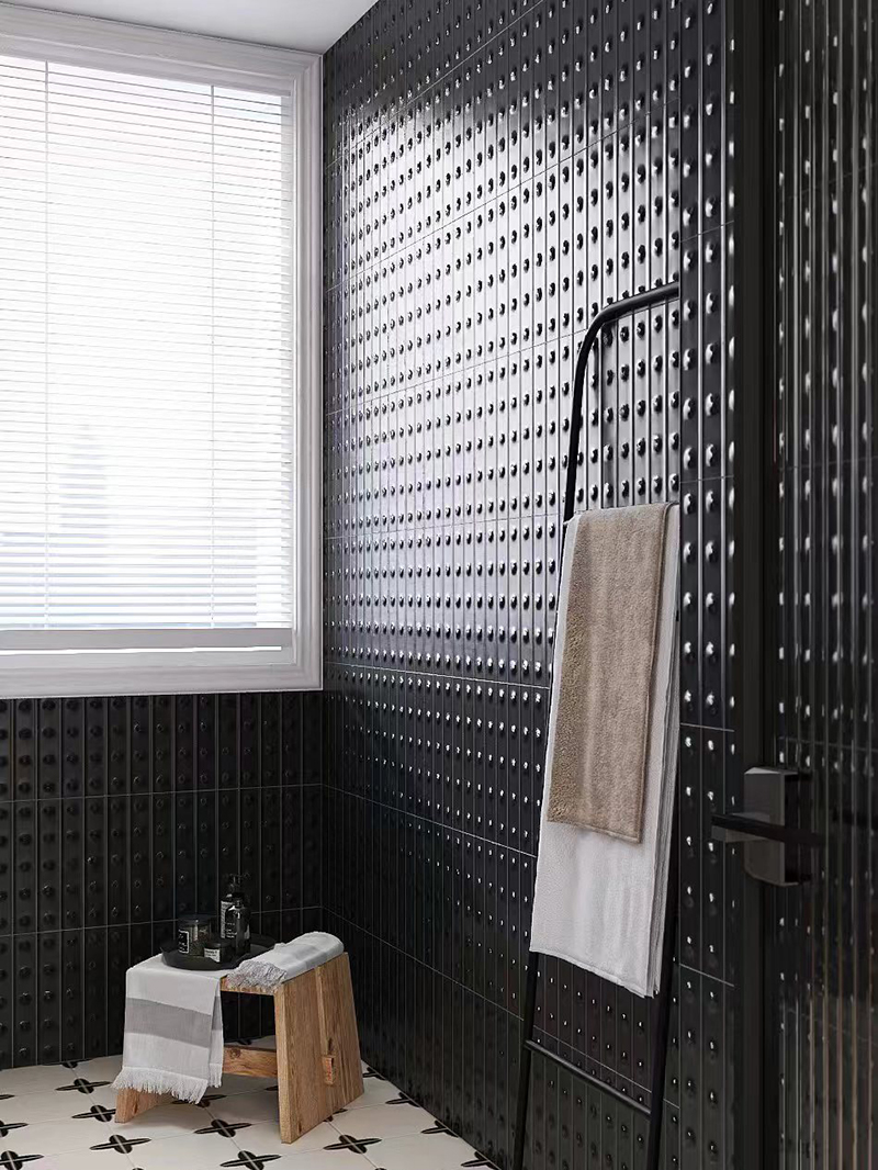 50x300mm Soft - Light Black Dotted Ceramic Wall Tiles XC503008