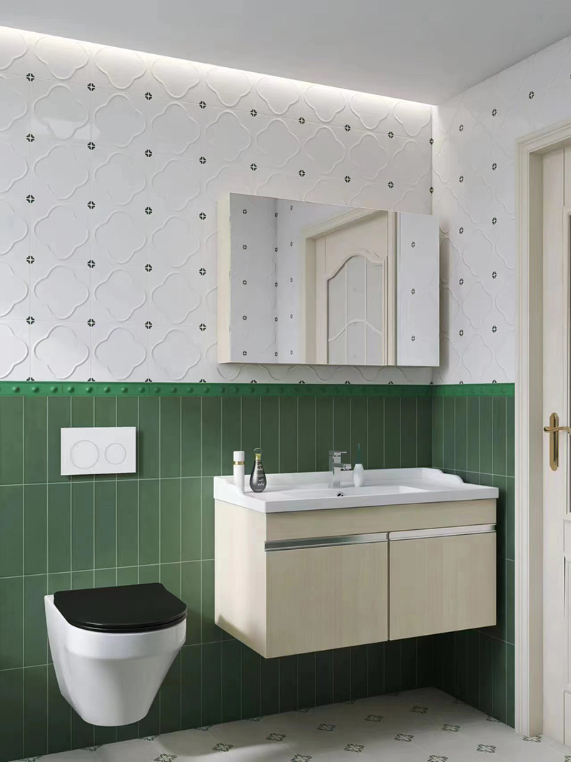50x300mm Soft - Light Peacock Blue Dotted Ceramic Wall Tiles XC503010