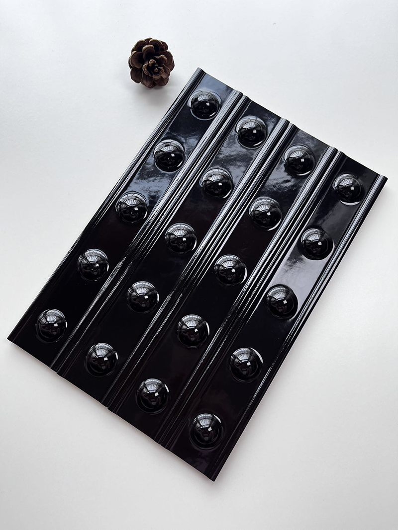 50x300mm Glossy Black Dotted Ceramic Wall Tiles XC503011