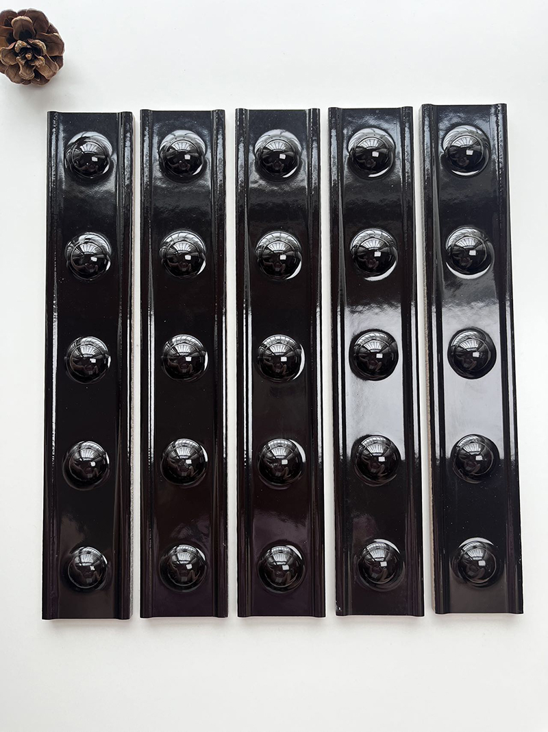 50x300mm Glossy Black Dotted Ceramic Wall Tiles XC503011