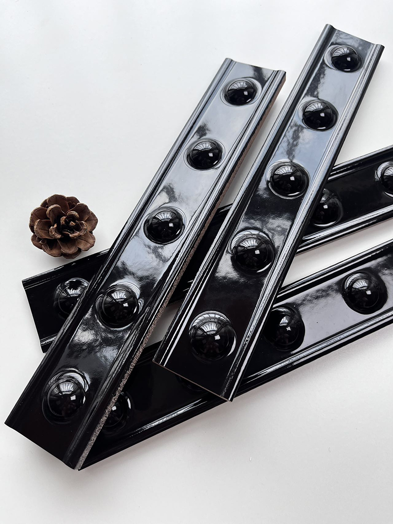 50x300mm Glossy Black Dotted Ceramic Wall Tiles XC503011
