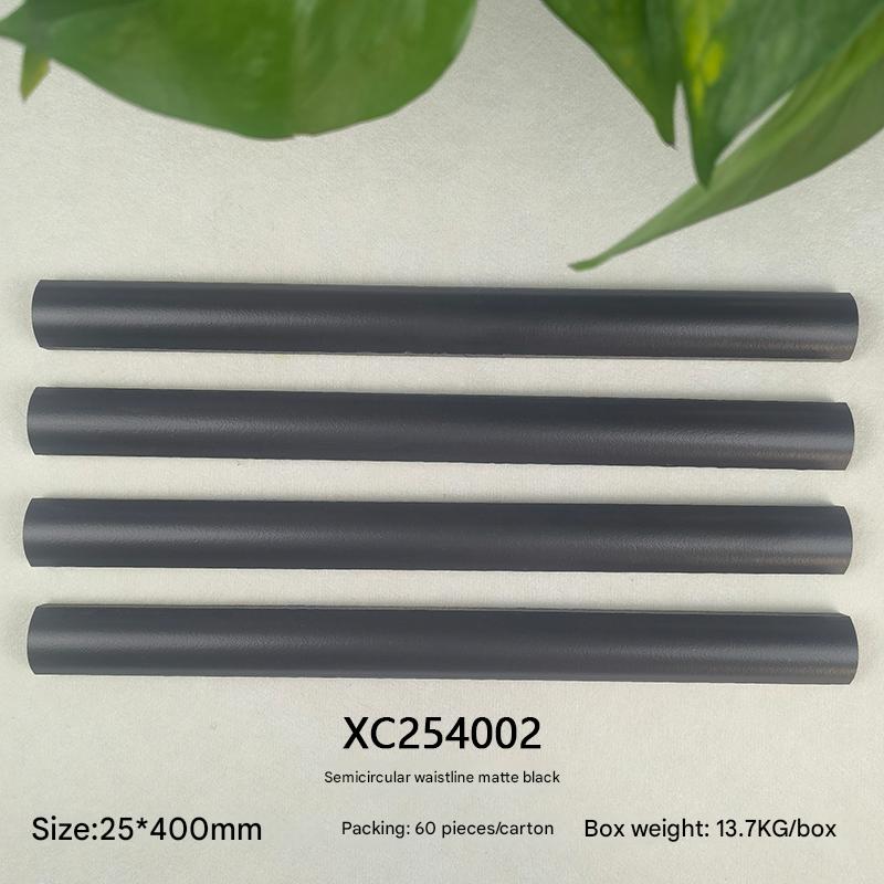 25x400mm Matte Black Semicircular Waistline Ceramic Tiles XC254002