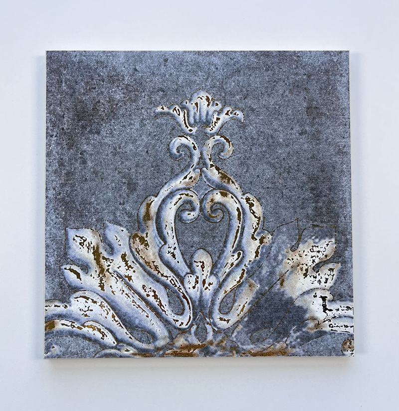 200x200mm Vintage Blue - Gold Patterned Gilded Ceramic Tiles XC206078