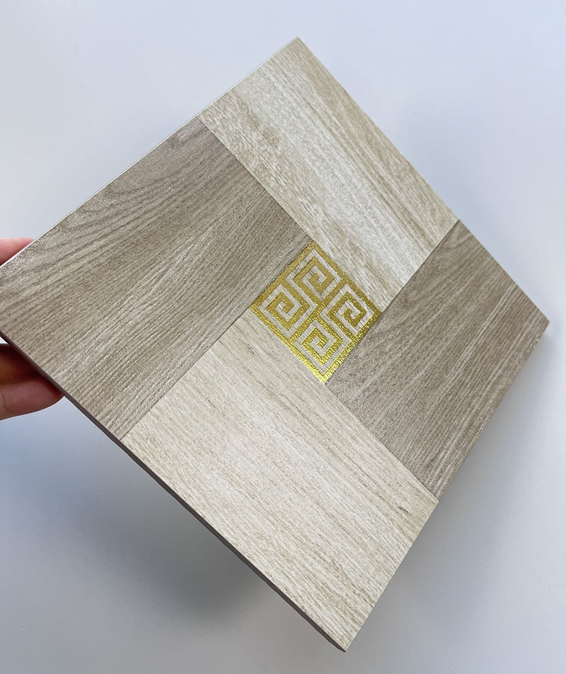200x200mm Wood - Look Patchwork Gilded Ceramic Tiles - XC202849
