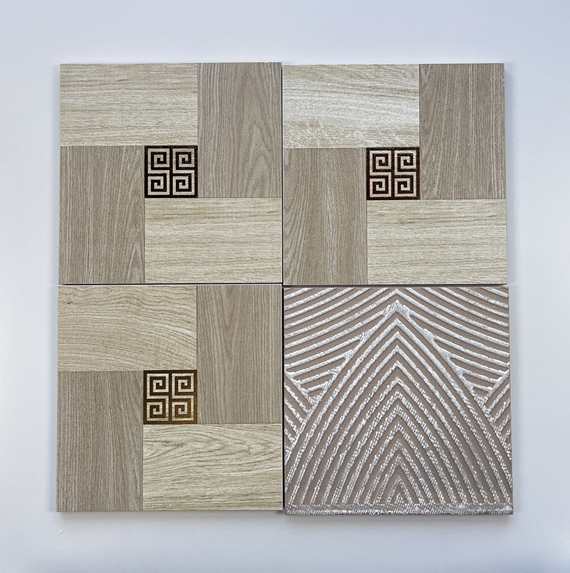 200x200mm Wood - Look Patchwork Gilded Ceramic Tiles - XC202849