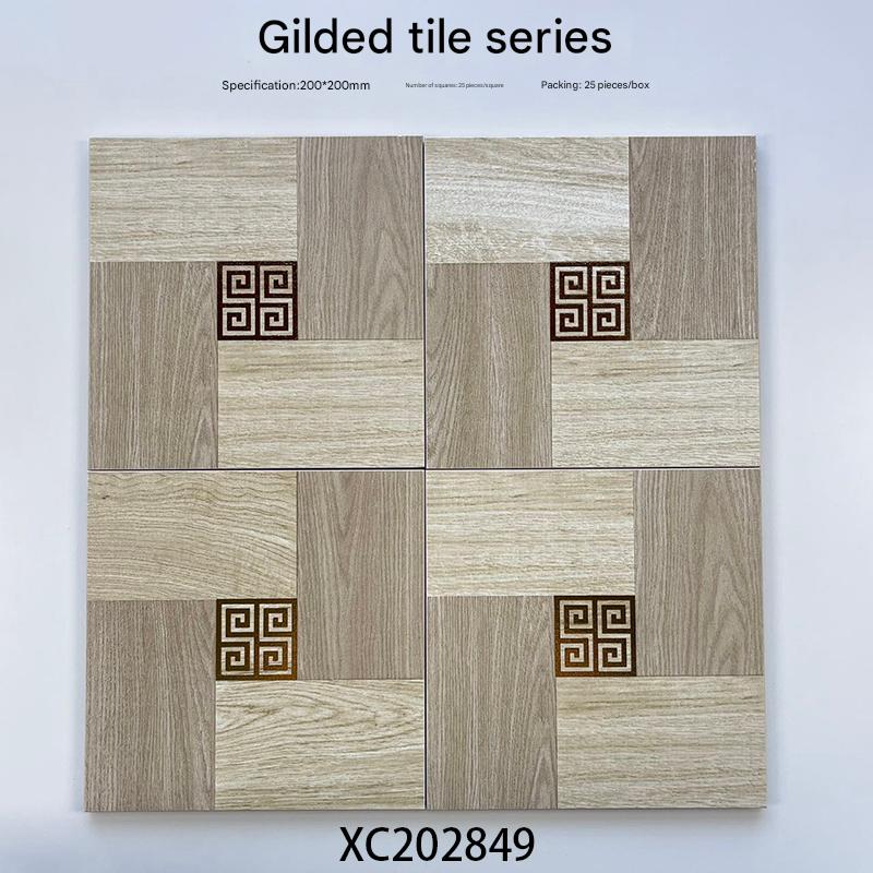 200x200mm Wood - Look Patchwork Gilded Ceramic Tiles - XC202849