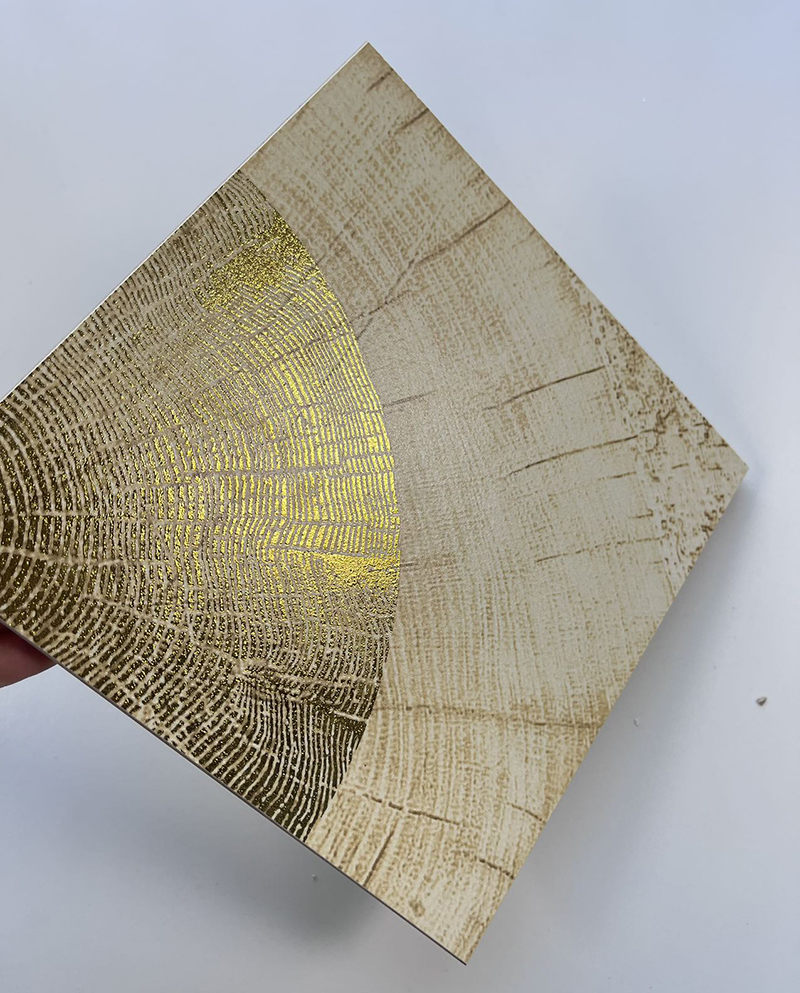 200x200mm Wood - Grain Tree - Ring Gilded Ceramic Tiles - XC202847