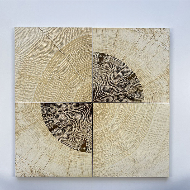 200x200mm Wood - Grain Tree - Ring Gilded Ceramic Tiles - XC202847