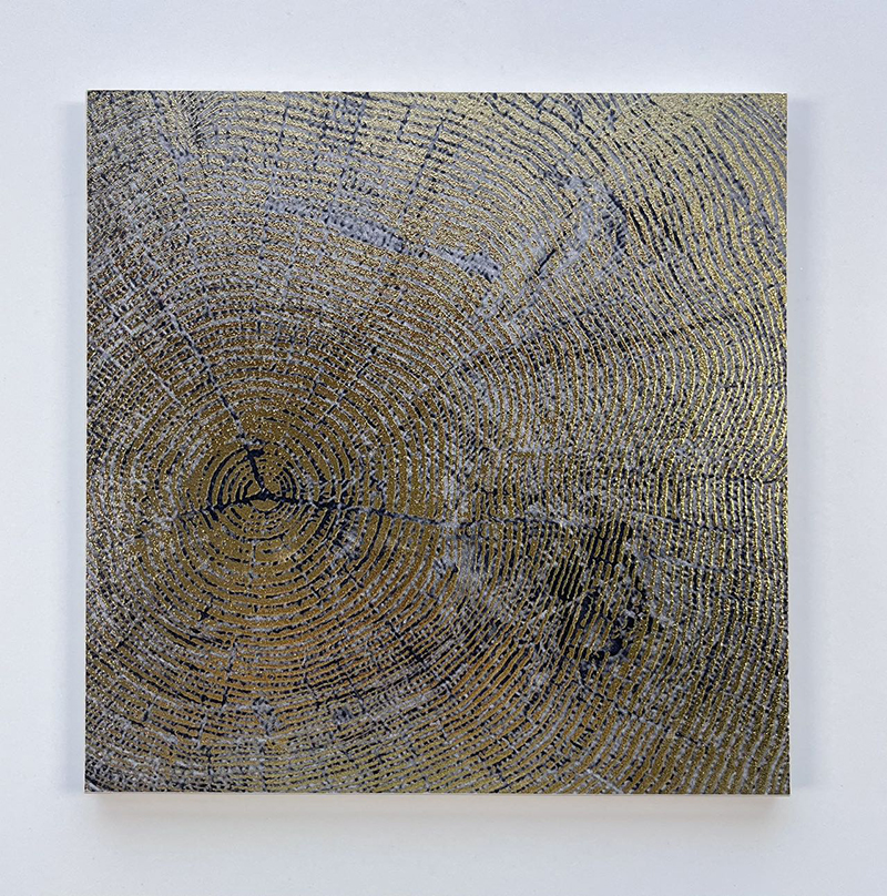 200x200mm Blue - Gold Tree - Ring Gilded Ceramic Tiles - XC202846
