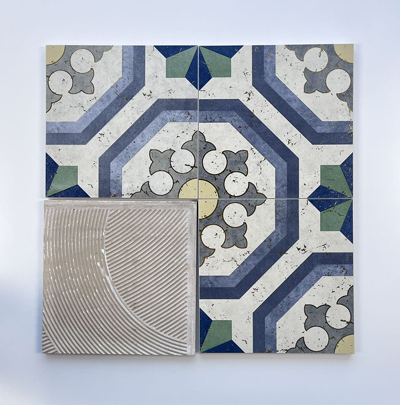 200x200mm Geometric Mosaic Gilded Ceramic Tiles - XC202845