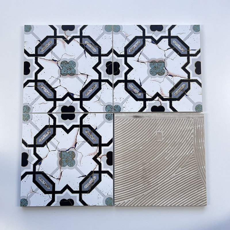 200x200mm Geometric Mosaic Gilded Ceramic Tiles - XC202843
