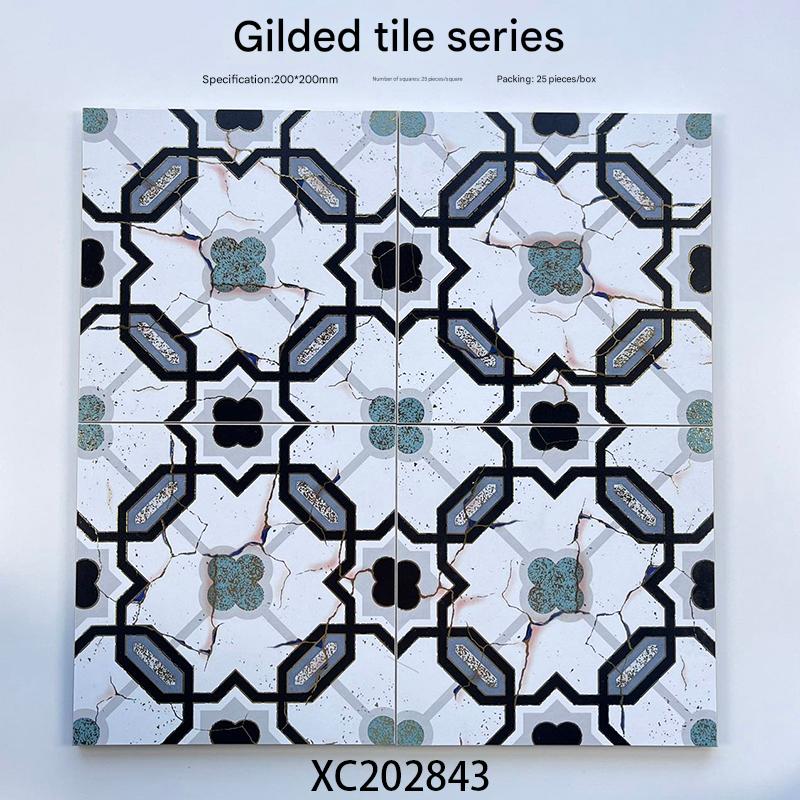 200x200mm Geometric Mosaic Gilded Ceramic Tiles - XC202843