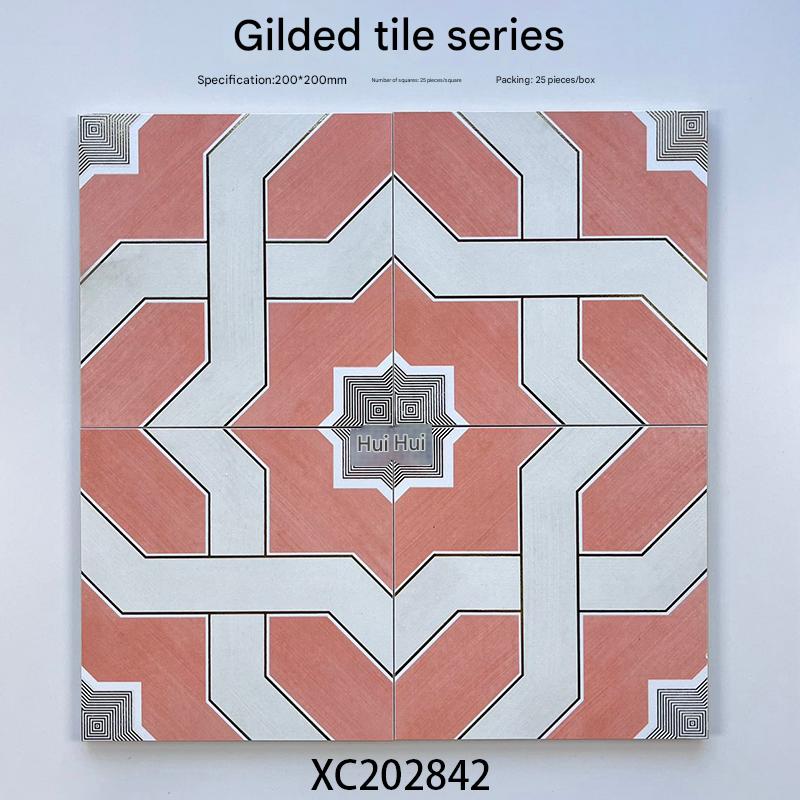 200x200mm Geometric Gilded Ceramic Mosaic Tiles - XC202842
