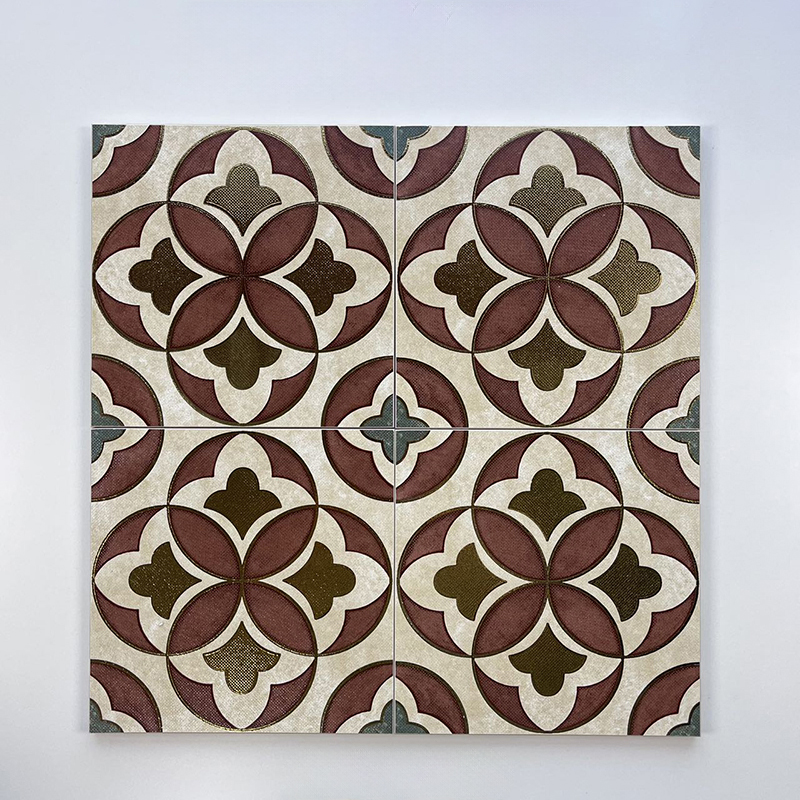200x200mm Vintage Floral - Patterned Gilded Ceramic Tiles - XC202684