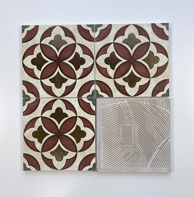 200x200mm Vintage Floral - Patterned Gilded Ceramic Tiles - XC202684