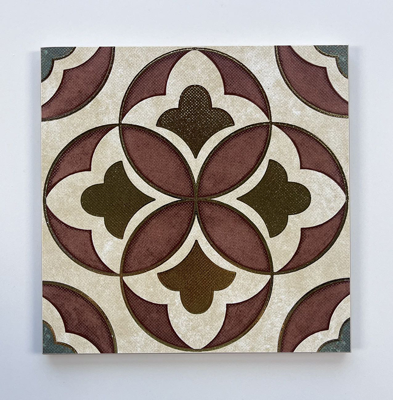 200x200mm Vintage Floral - Patterned Gilded Ceramic Tiles - XC202684
