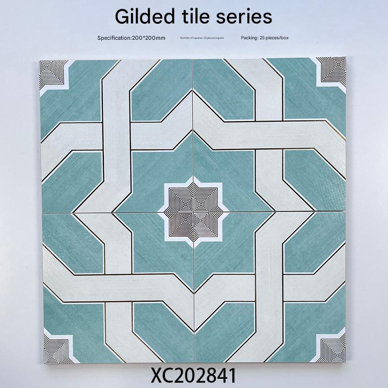 200x200mm Geometric Gilded Ceramic Mosaic Tiles - XC202841