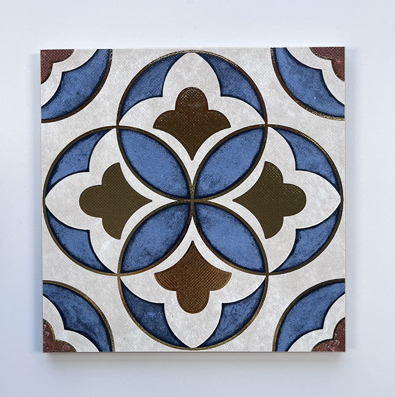 200x200mm Vintage Floral - Patterned Gilded Ceramic Tiles - XC202683