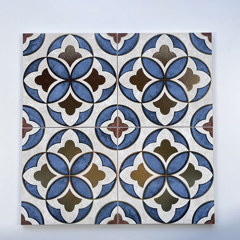 200x200mm Vintage Floral - Patterned Gilded Ceramic Tiles - XC202683