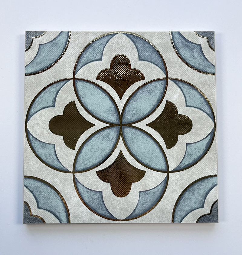 200x200mm Vintage Floral Gilded Ceramic Tiles - XC202682