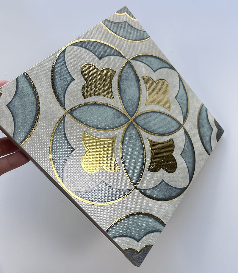 200x200mm Vintage Floral Gilded Ceramic Tiles - XC202682