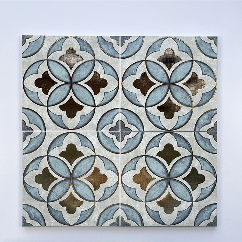 200x200mm Vintage Floral Gilded Ceramic Tiles - XC202682