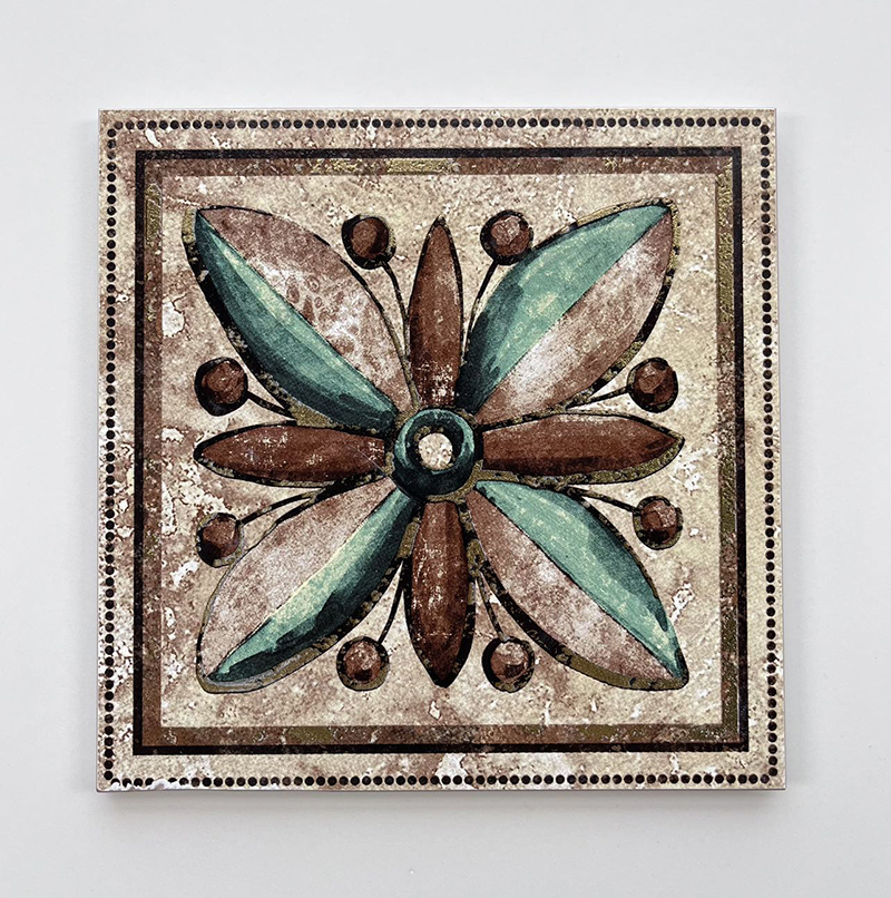 200x200mm Artistic Floral - Patterned Gilded Ceramic Tiles - XC202549