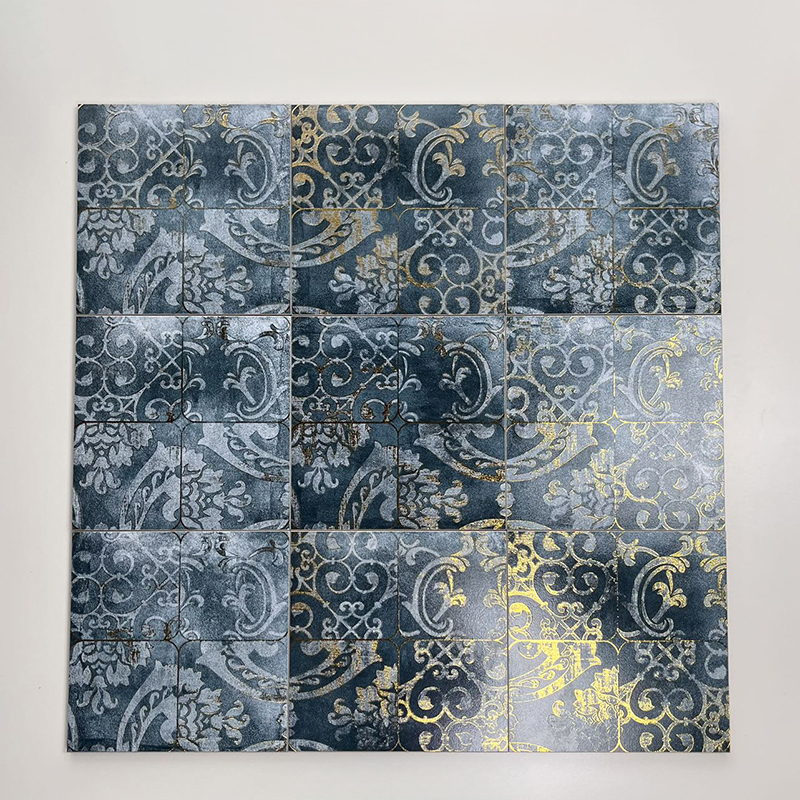 200x200mm Vintage - Style Gilded Floral Ceramic Tiles - XC202540