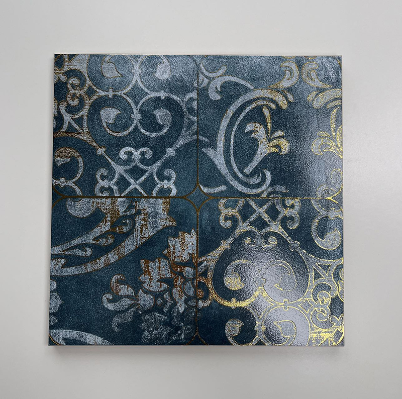 200x200mm Vintage - Style Gilded Floral Ceramic Tiles - XC202540