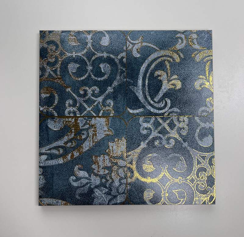 200x200mm Vintage - Style Gilded Floral Ceramic Tiles - XC202540