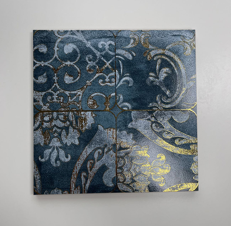 200x200mm Vintage - Style Gilded Floral Ceramic Tiles - XC202540