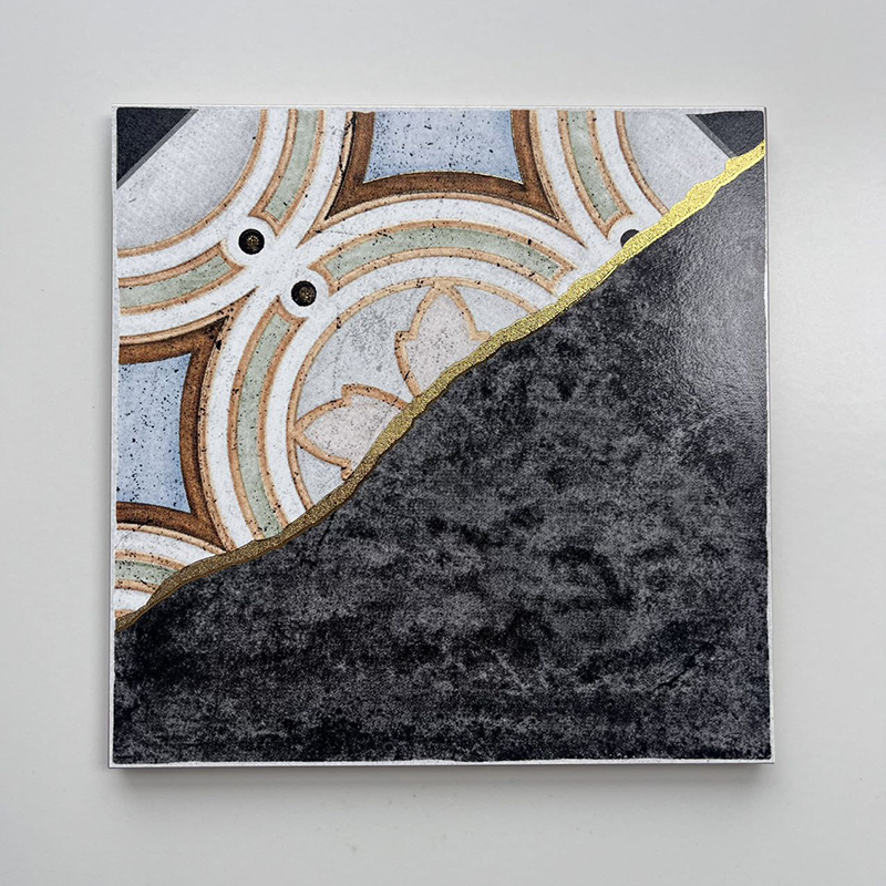 200x200mm Artistic Patchwork Gilded Ceramic Tiles - XC202536
