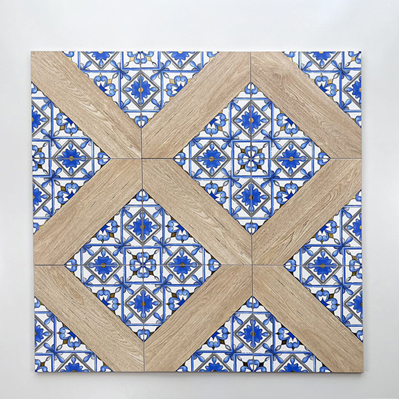 200x200mm Wood - Patterned Gilded Floral Ceramic Tiles - XC202528