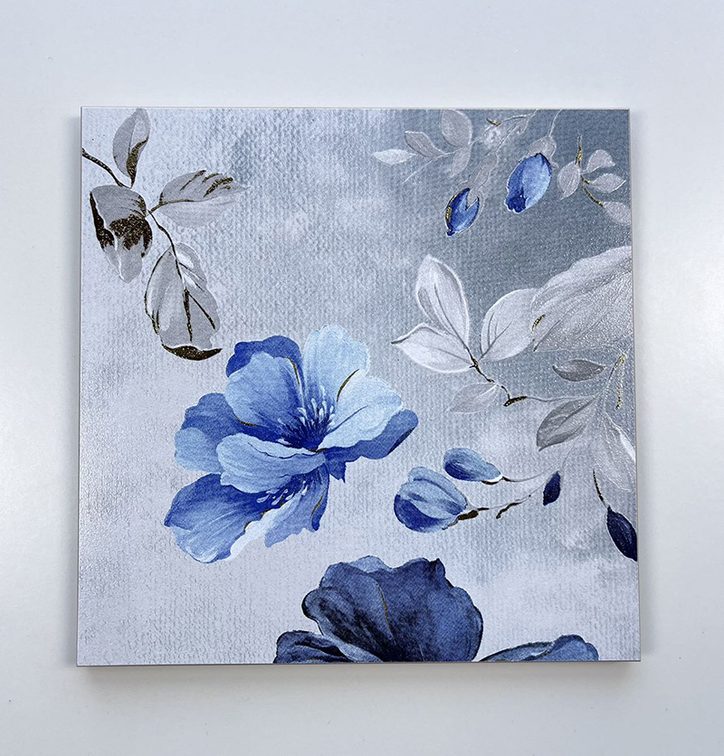 200x200mm Blue - Themed Floral & Geometric Gilded Ceramic Tiles - XC202527