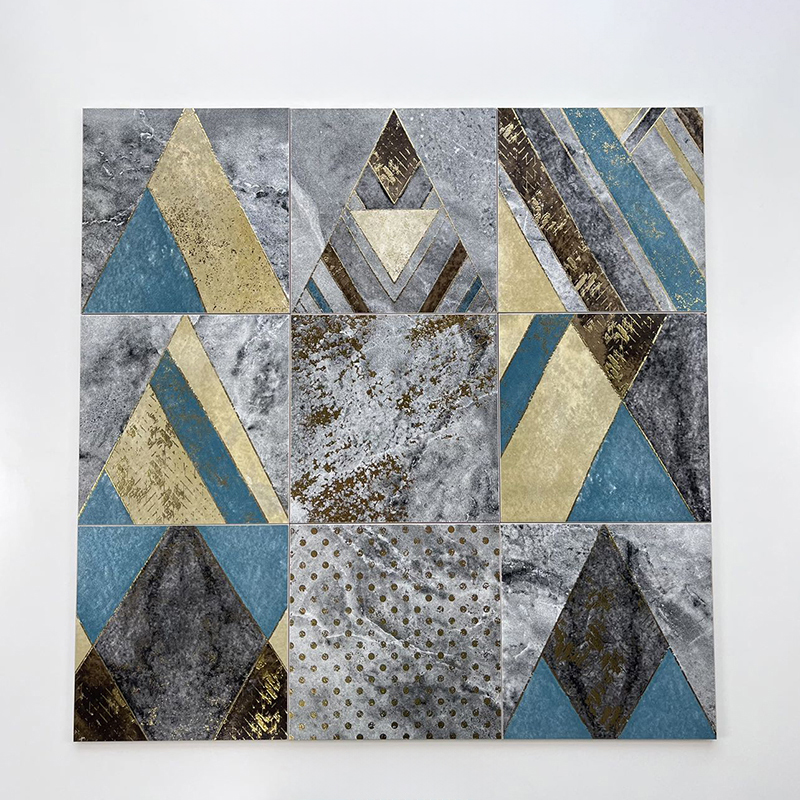 200x200mm Geometric Gilded Mosaic Ceramic Tiles - XC202056