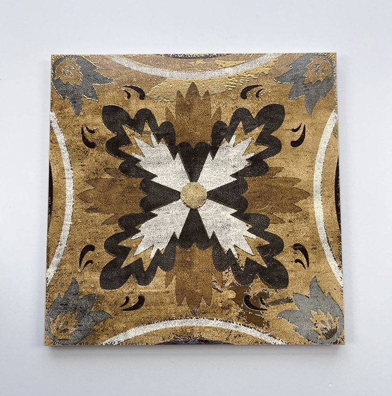 200x200mm Vintage - Style Gilded Mosaic Ceramic Tiles - XC202032