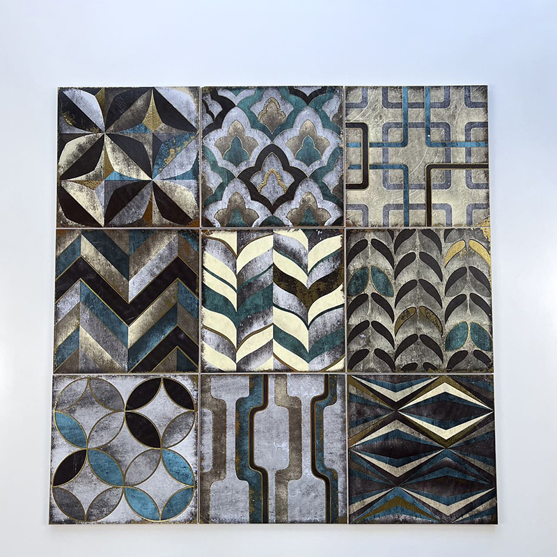 200x200mm Geometric Gilded Mosaic Ceramic Tiles - XC202029